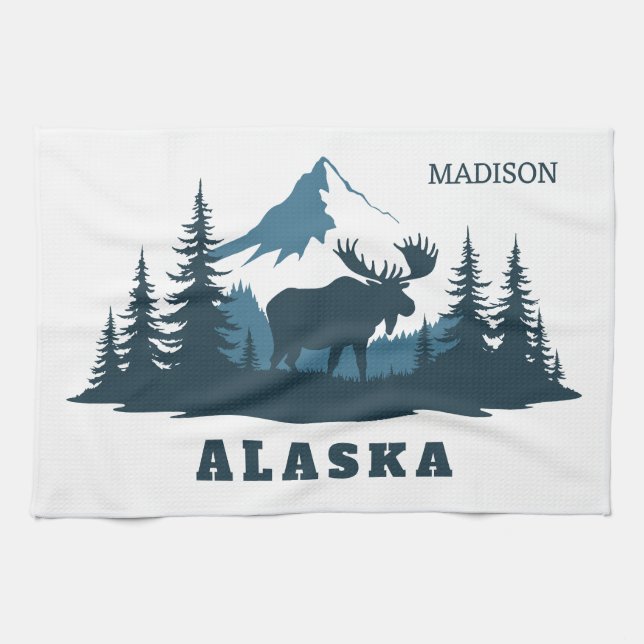 Custom Name & Text ALASKA Tea Towel (Horizontal)