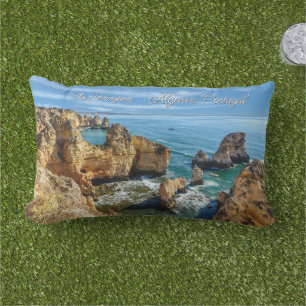 Custom Name & Text Algarve, Portugal Lumbar Cushion