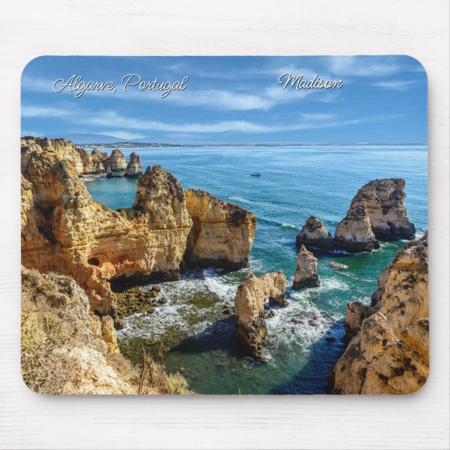 Custom Name & Text Algarve, Portugal Mouse Pad (Front)