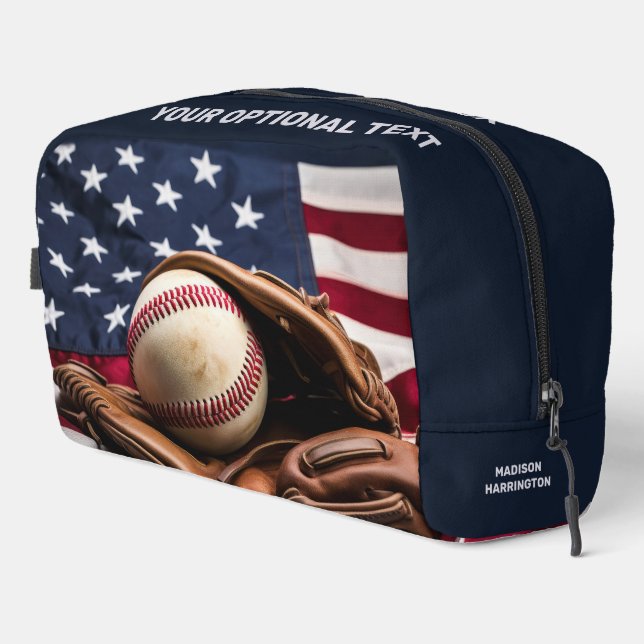 Custom Name & Text American Baseball Dopp Kit (Right Corner)
