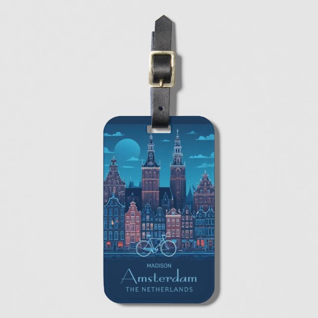 Custom Name / Text Amsterdam Luggage Tag (Front Vertical)
