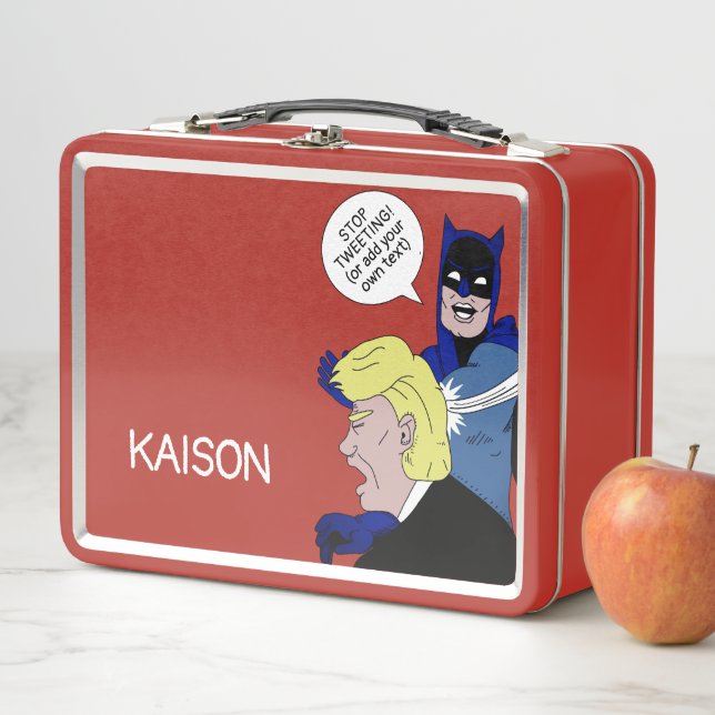 Custom Name & Text Anti Trump Slap Funny Retro Metal Lunch Box (In Situ)