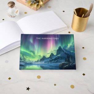 Custom Name & Text Aurora Borealis Guest Book