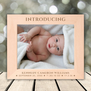 Custom Name Text Baby Newborn Birth Announcement Etched Frames
