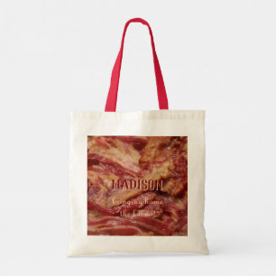 Custom name & text BACON tote bags