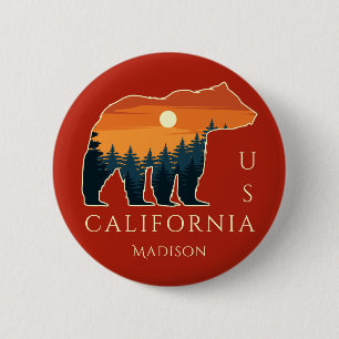 Custom name & text Bear Forest 6 Cm Round Badge