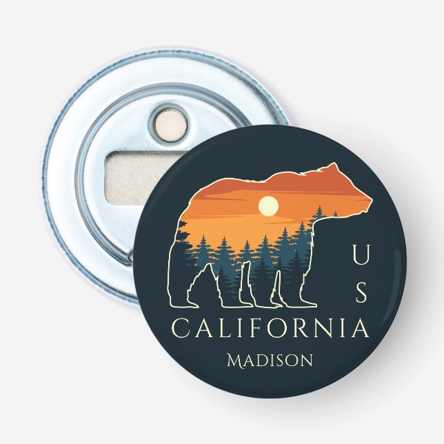 Custom name & text Bear Forest Bottle Opener (Front)