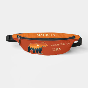 Custom name & text Bear Forest Bum Bags