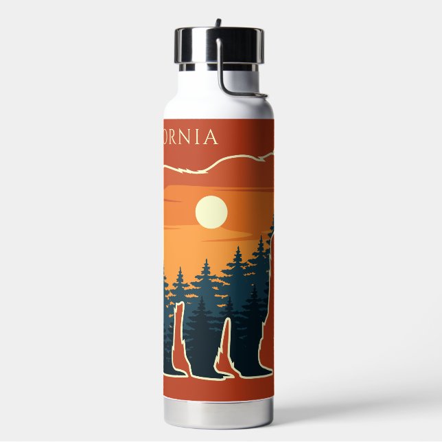 Custom name & text Bear Forest Water Bottle (Left)
