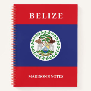 Custom Name & Text Belize Flag Notebook