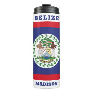 Custom Name & Text Belize Flag Thermal Tumbler