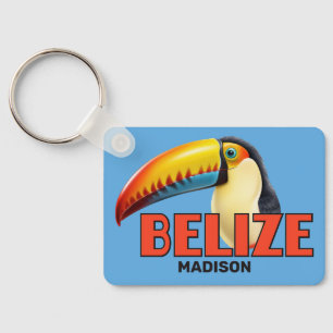 Custom Name & Text BELIZE Toucan Key Ring