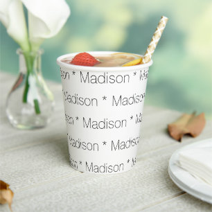 Custom name text black and white pattern  paper cups