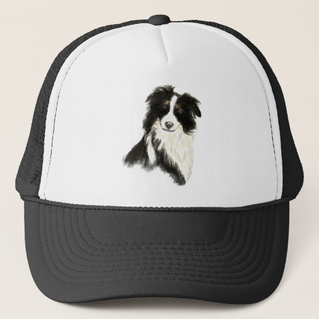 Custom Name text Border Collie Dog Pet Trucker Hat (Front)