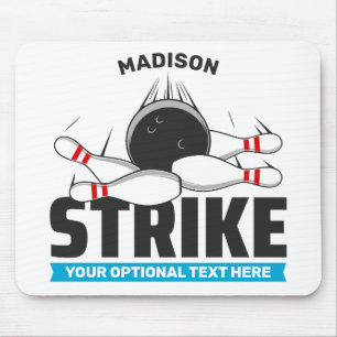 Custom Name & Text Bowling Strike Mouse Pad