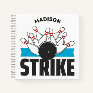 Custom Name & Text Bowling Strike Notebook
