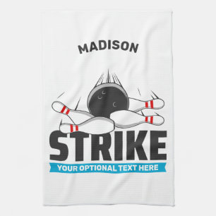 Custom Name & Text Bowling Strike Tea Towel