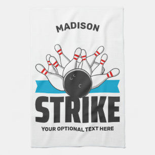 Custom Name & Text Bowling Strike Tea Towel