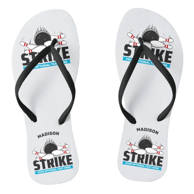 Custom Name & Text Bowling Strike Thongs (Footbed)