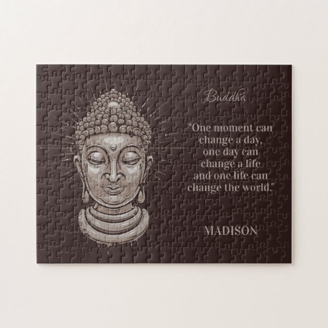 Custom name & text Buddha Quote Jigsaw Puzzle (Horizontal)
