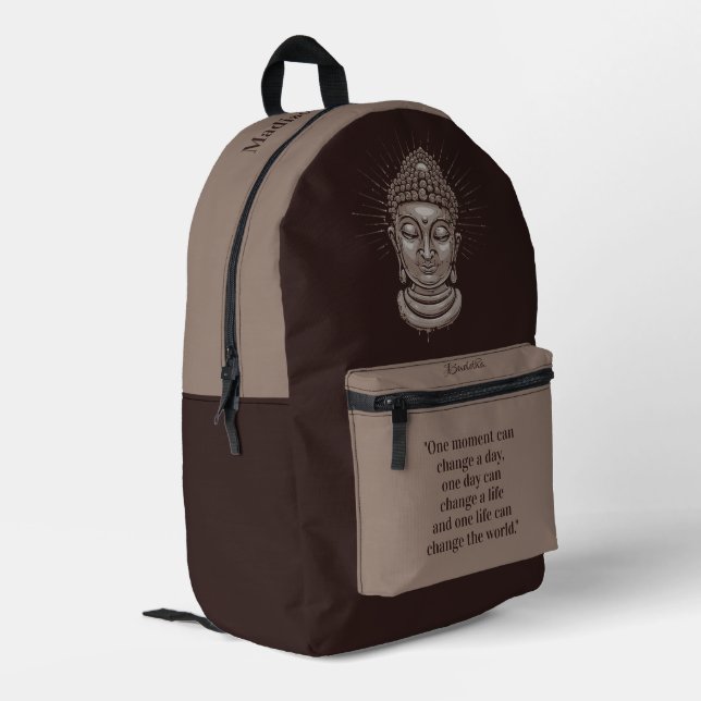 Custom name & text Buddha Quote Printed Backpack (Back Corner Left)