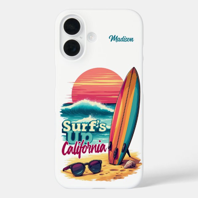 Custom Name / Text California Surfing Case-Mate iPhone Case (Back)