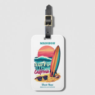 Custom Name / Text California Surfing Luggage Tag