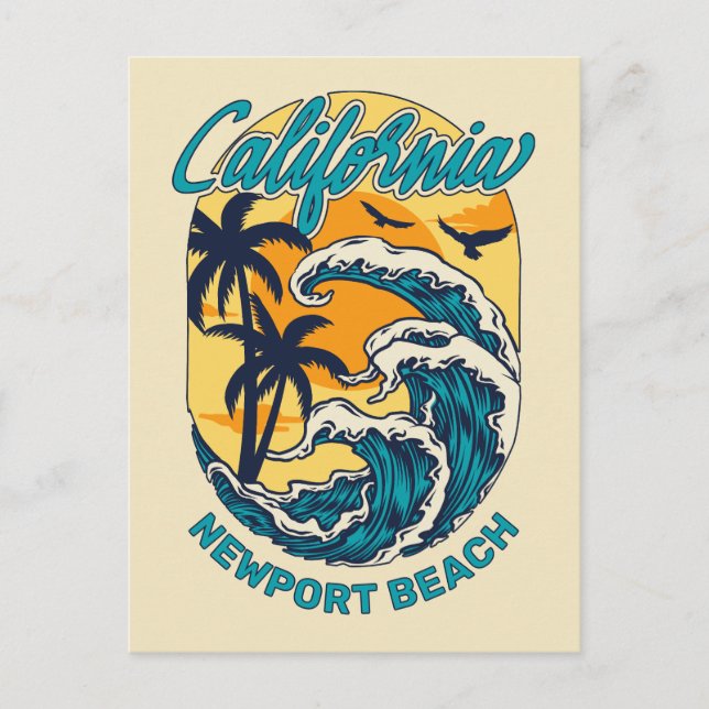 Custom Name / Text California Surfing Postcard (Front)