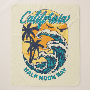 Custom Name / Text California Surfing Sherpa Blanket