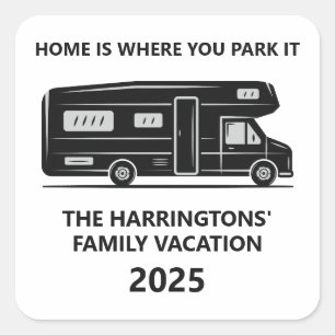 Custom Name & Text Camper Van Square Sticker
