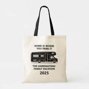 Custom Name & Text Camper Van Tote Bag