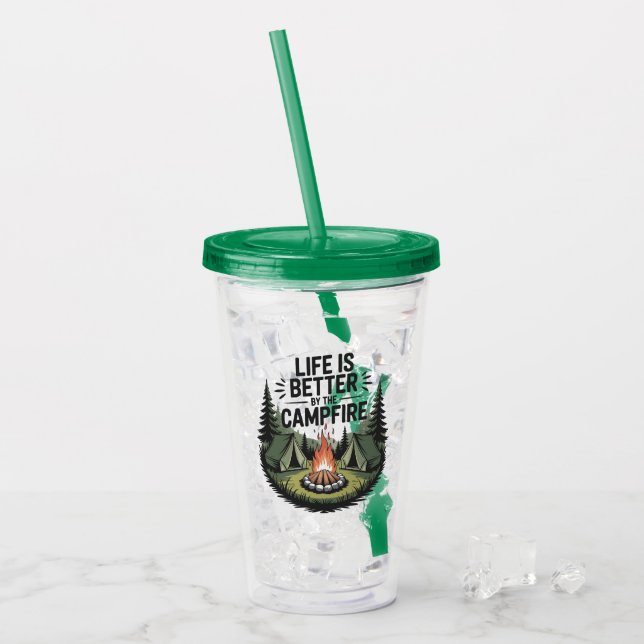 Custom Name & Text Camping Acrylic Tumbler (Front Ice)