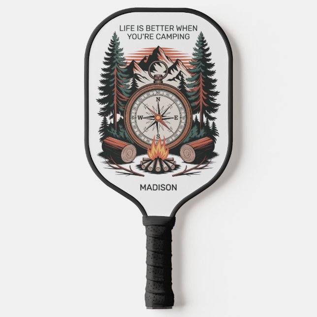 Custom Name & Text Camping Pickleball Paddle (Front)