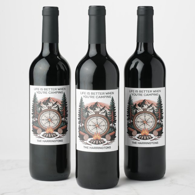 Custom Name & Text Camping Wine Label (Bottles)
