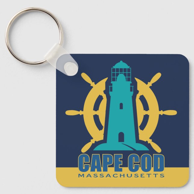 Custom Name / Text Cape Cod Massachusetts Key Ring (Front)
