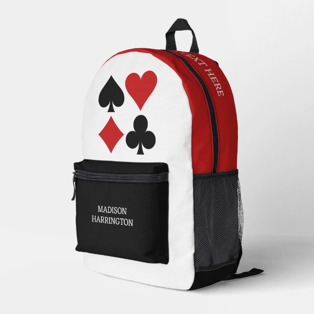 Custom Name & Text Card Player Printed Backpack (Back Corner Right)