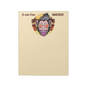 Custom name, text & color Beach Monkey notepads