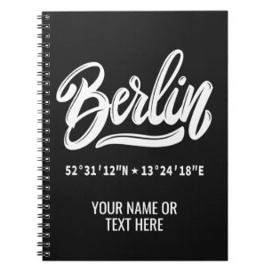 Custom Name / Text & Color Berlin Coordinates Notebook