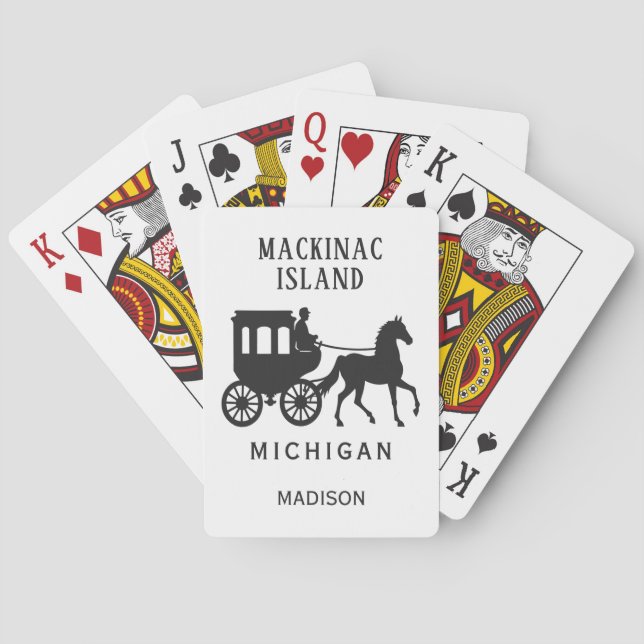 Custom Name, Text & Color Mackinac Island Playing Cards (Back)