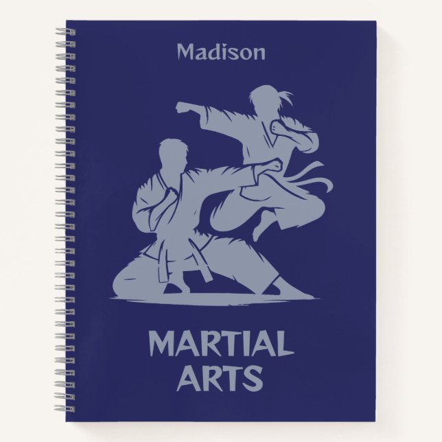 Custom Name, Text & Color Martial Arts Notebook (Front)