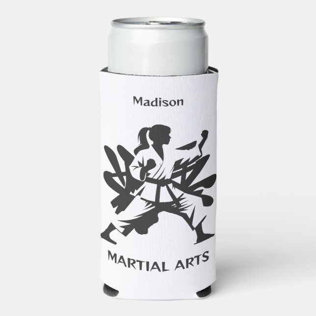 Custom Name, Text & Color Martial Arts Seltzer Can Cooler (Seltzer Front)