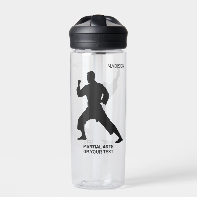 Custom Name, Text & Color Martial Arts Water Bottle (Front)