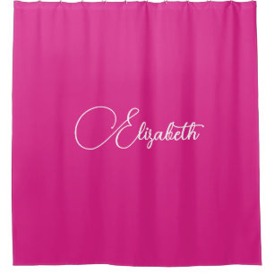 Custom Name Text & Color Modern Elegant Pink Cute Shower Curtain