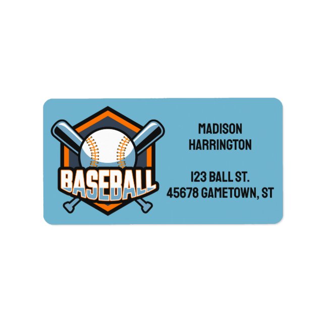 Custom Name, Text & Colour Baseball Label (Front)