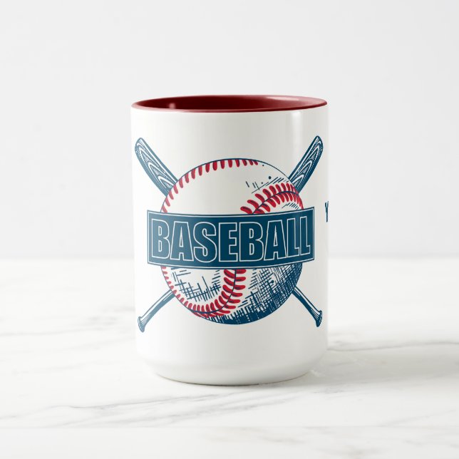 Custom Name, Text & Colour Baseball Mug (Center)