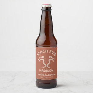 Custom Name, Text & Colour Beach Bum Beer Bottle Label