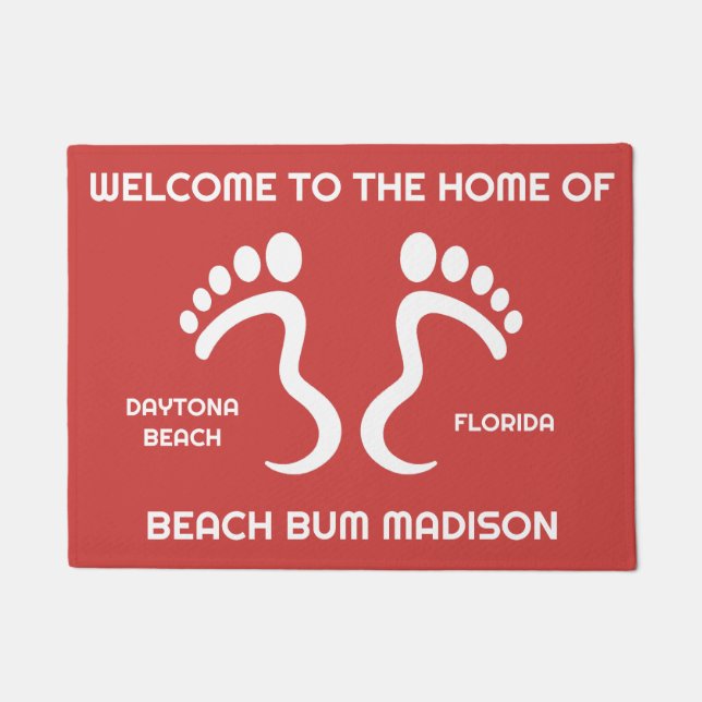 Custom Name, Text & Colour Beach Bum Doormat (Front)