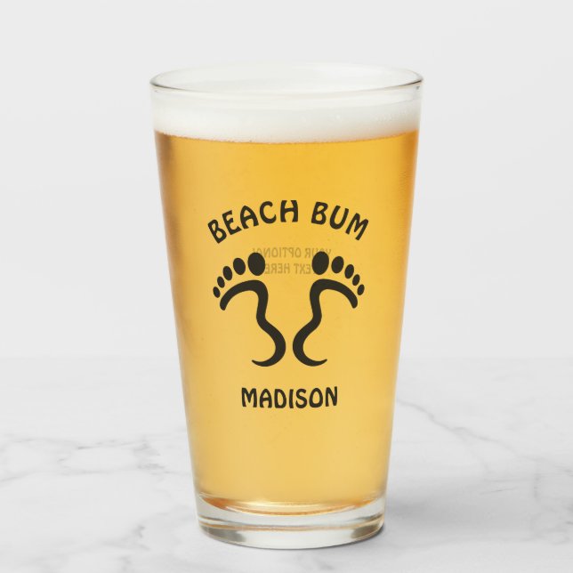 Custom Name, Text & Colour Beach Bum Glass (Front Filled)