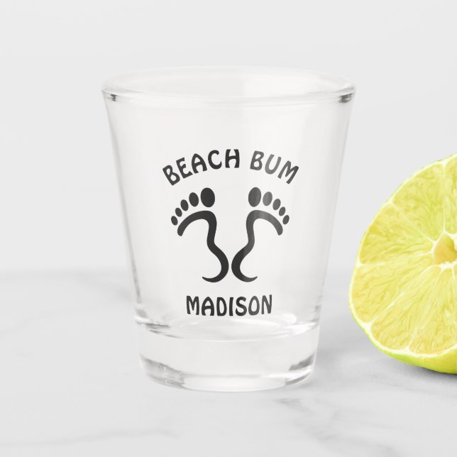 Custom Name, Text & Colour Beach Bum Shot Glass (Front)