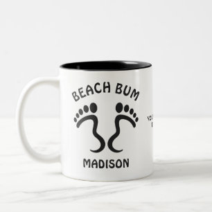 Custom Name, Text & Colour Beach Bum Two-Tone Coffee Mug